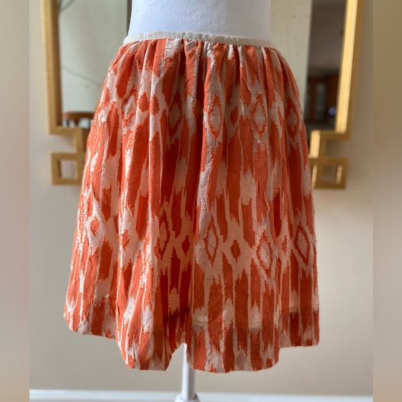 J. Crew Dresses & Skirts - J. Crew Coral Orange Ikat miniskirt swing skirt sz 6